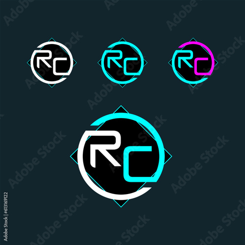 RC trendy letter logo design with circle