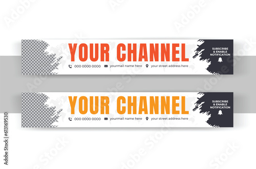 Creative YouTube Channel  cover template and Ending Video Thumbnail, professional YouTube Channel Banner Design, Creative business Vector corporate with social media service for you