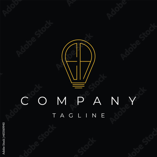Letter EA AE initial lamp solution bulblight icon logo design vector template