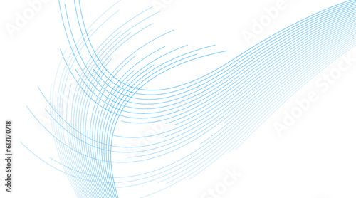 Blue minimal wavy lines abstract futuristic tech background. Vector digital design