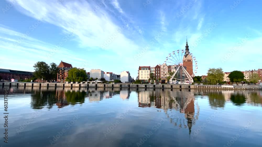 City skyline of Elblag in Poland, river view of the Old Town. City skyline of Elblag in Poland, river view of the Old Town.