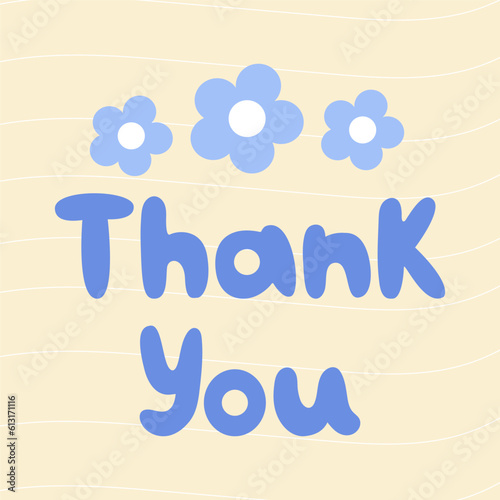 Thank you lettering phrase.Banner, postcard, poster, and stickers. Vector illustration.