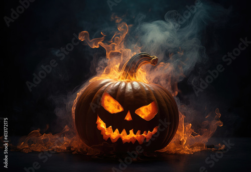 Abstract Halloween jack-o-lantern decoration background. generative AI