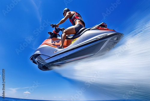 A man rides a jet ski. Generative AI © ЮРИЙ ПОЗДНИКОВ