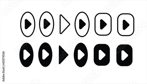 Play button icon set simple design Play icon vector illustration. Different forms