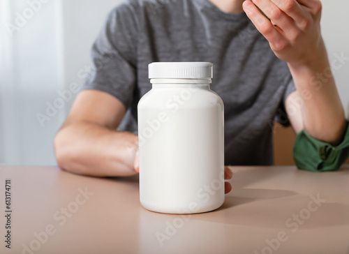 A Blank White Supplement Bottle Mock-Up