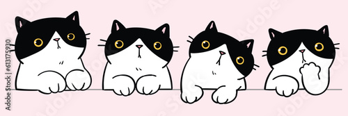 Vector Illustration of Cartoon Cat Head Characters on Isolated Background