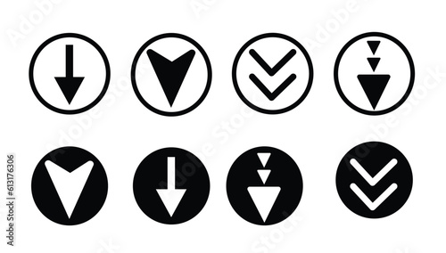 Down Icon Vector Illustration. Flat Down Icon  Down Sign Symbol
