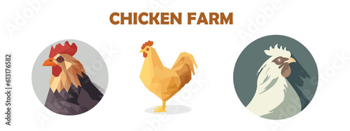 chicken animal logo, chicken farm logo vector