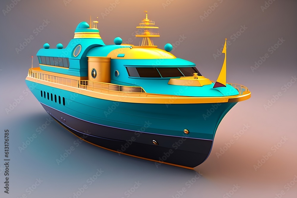 a toy ship, a 3D render, environmental art generative ai a toy ship, a 3D render, environmental art generative ai