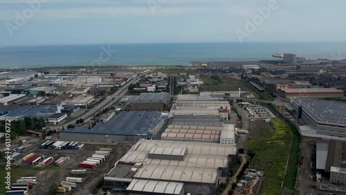 industrial site with aerial sea view