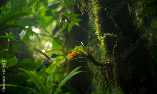 Hummingbird in the rain forest of Costa Rica photo