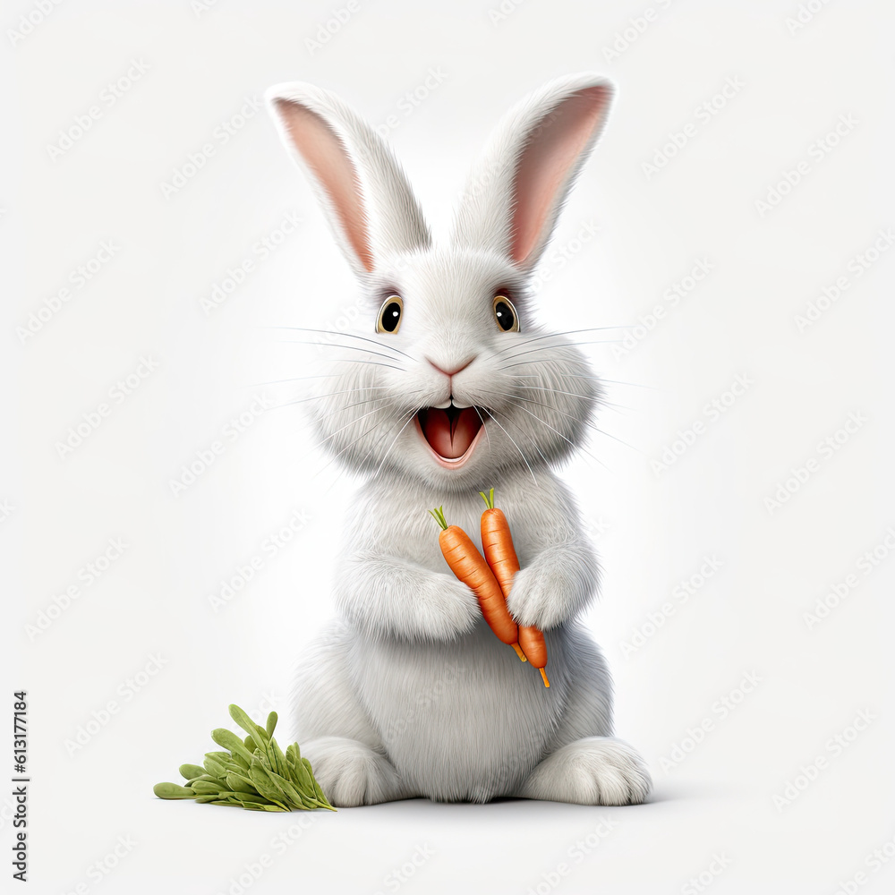 white rabbit with a carrot, AI Generative