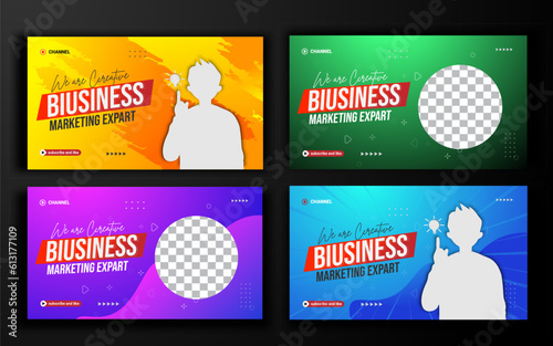 business YouTube video thumbnail collection for workshop promotion Modern thumbnail and web banner template