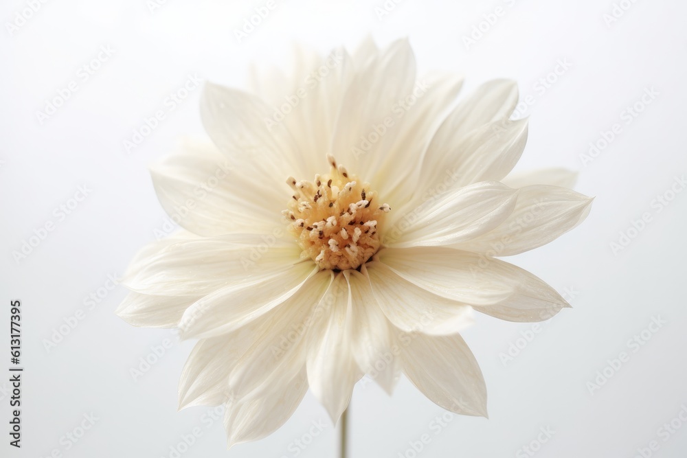 Obraz premium A still - life photograph of a single flower against a plain background. Generative AI