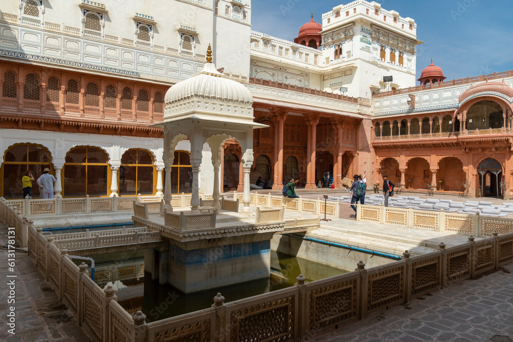 India Rajasthan Bikaner Junagarh Fort, exterior and interior architectural details and decorations