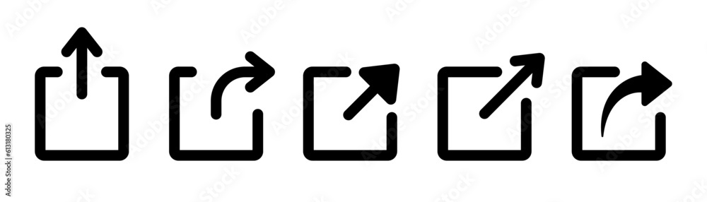Share arrow icon. Black share symbol. Share arrow sign. Send symbol in black. Publish button. Stock vector icon Share arrow icon. Black share symbol. Share arrow sign. Send symbol in black. Publish button. Stock vector icon