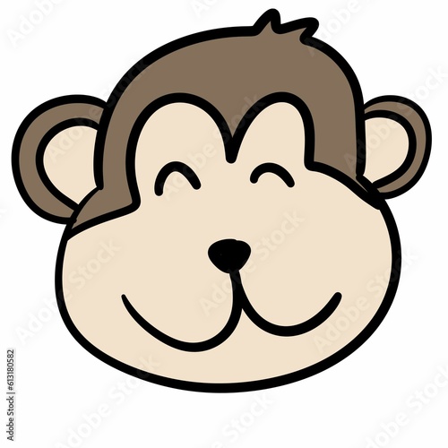 cute monkey head cartoon on white background