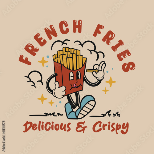 cartoon character mascot french fries illustration
