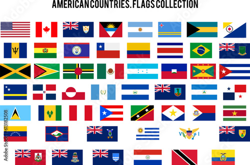 Free Download Americas Flag Icons Set. America Countries Original Flags - USA, Canada, Argentina and other. Stock Vector Graphics Element. 52 symbols - GFXLoad