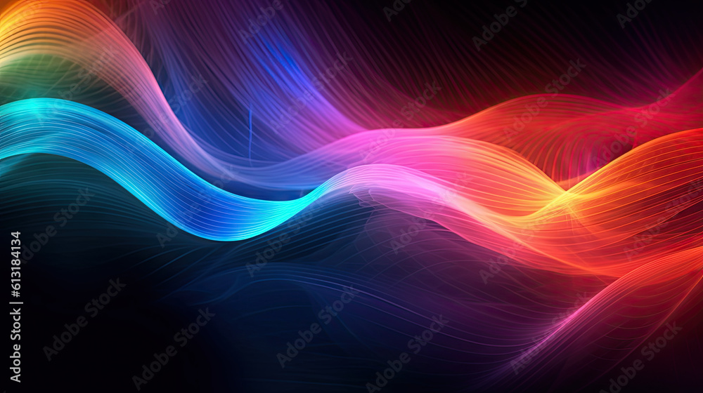 Abstract colored lines on a black background