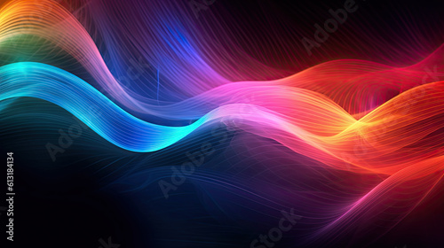 Abstract colored lines on a black background