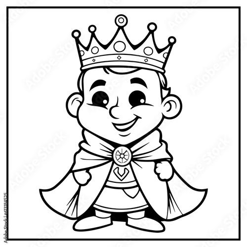 King Coloring Book Page Cartoon Ilustration