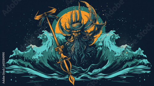 creative illustration of poseidon. Generative AI