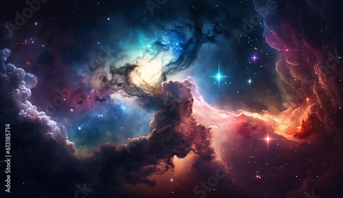 space nebula and galaxy background, AI generate © Grimy