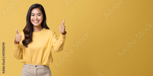 Success and Approval: Smiling Girl Gives Thumbs Up