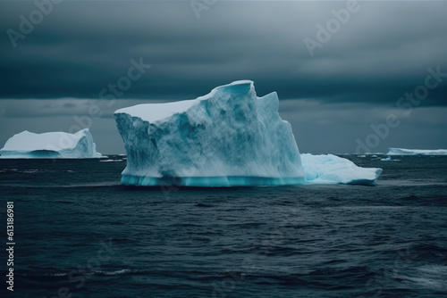Iceberg in the polar regions. Arctic ice sheet in the ocean. Antarctica glacier in nature background. © Kateryna