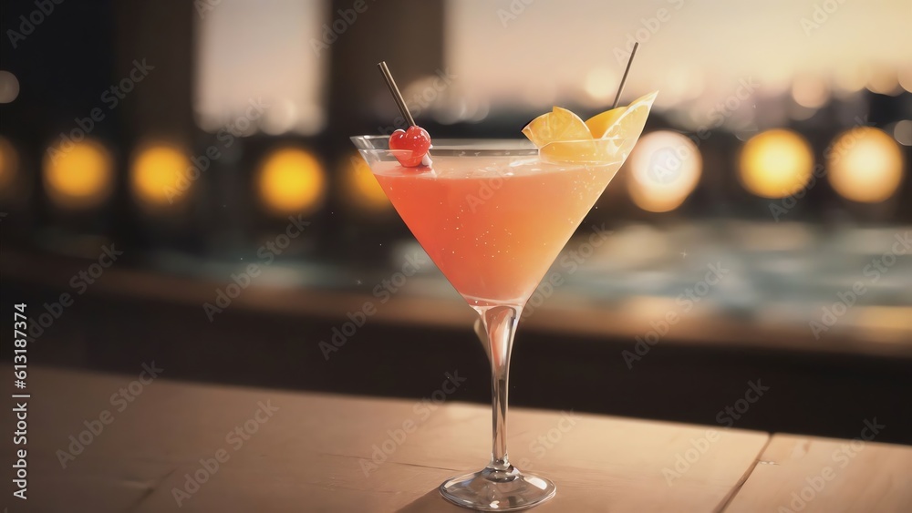 Seaside Summer Cocktail. Generative AI Seaside Summer Cocktail. Generative AI