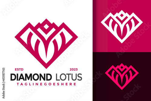 Letter M diamond lotus monogram Logo vector icon illustration