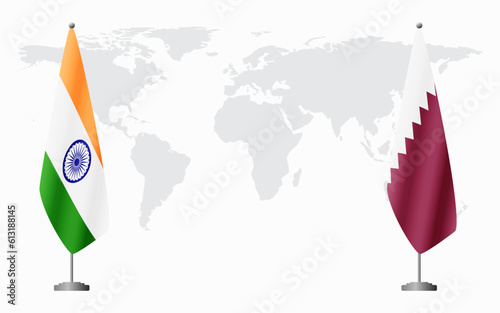 India and Qatar flags for official meeting