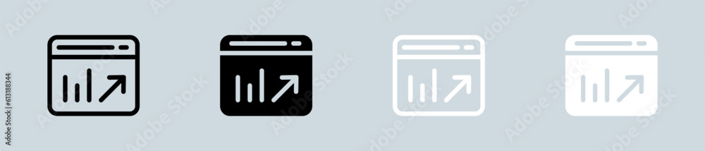 Chart icon set in black and white. Statistic signs vector illustration.