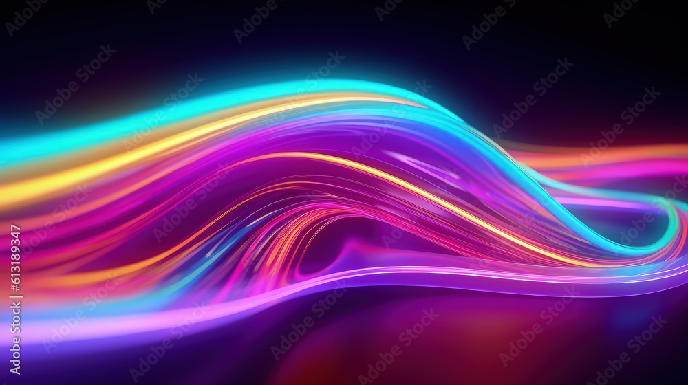 Fototapeta premium Colorful neon wave background. Retro glowing neon pink and blue theme.