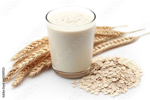 oat milk isolated on white background. Generated by AI. photo