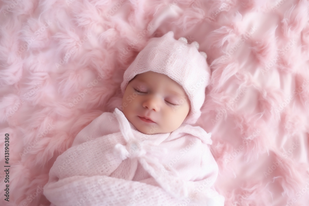 Newborn wrapped in a white blanket, lying in bed, plush toy, white bedsheet background, two months old, baby photography. Happy young baby in diaper lying on white sheet. AI Generative Newborn wrapped in a white blanket, lying in bed, plush toy, white bedsheet background, two months old, baby photography. Happy young baby in diaper lying on white sheet. AI Generative