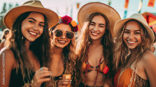 Beautiful young friends having the time of their lives, enjoying the lively atmosphere of a music festival