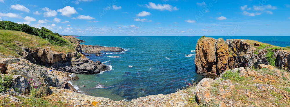 Picturesque rocky coast on the Listi Peninsula south of Sinemorets