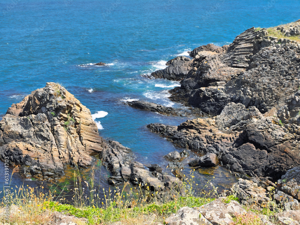 Picturesque rocky coast on the Listi Peninsula south of Sinemorets