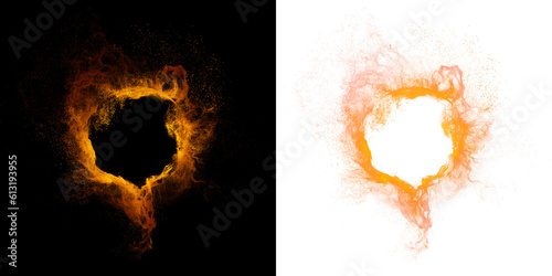 Foto Abstract Fiery Energy Ring on black and transparent PNG