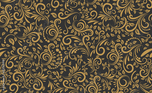 Seamless Golden Floral Batik Indonesian is a technique of wax-resist dyeing applied to whole cloth, or cloth made using this technique originated from Indonesia.
