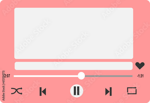 Music media player template vector design icon Illustation for music application. Isolated on Transparent Background