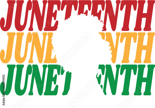 Juneteenth vibes design with afro girl silhouette. Juneteenth celebration design