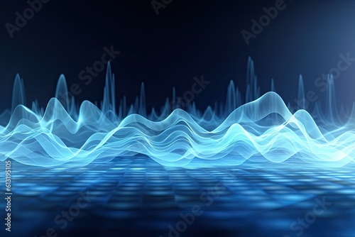 Blue and White Futuristic Soundwave Oscillations: Unlocking the Digital Frequency of Audio Music, Generative AI