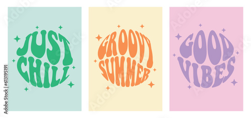 Vector vintage motivational typography quote in 70s style. Trendy groovy lettering symbol
