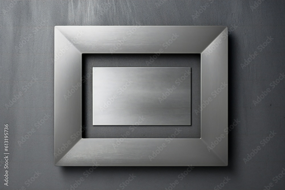 Light gray brushed metal plate frame over dark metal texture Generative AI Light gray brushed metal plate frame over dark metal texture Generative AI