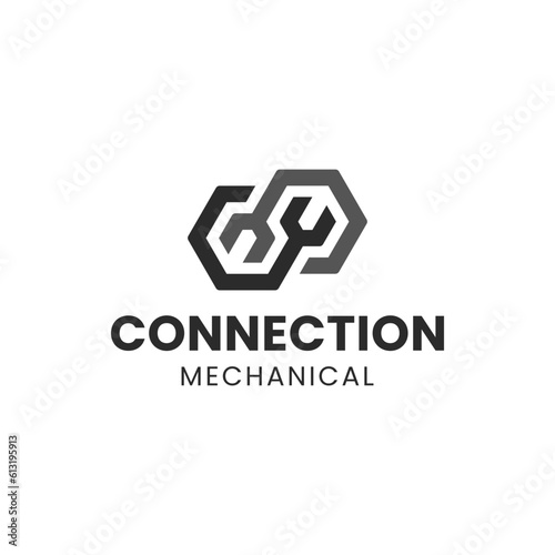 Connected bolt combination strong logo. It is suitable for use for mechanical logos.