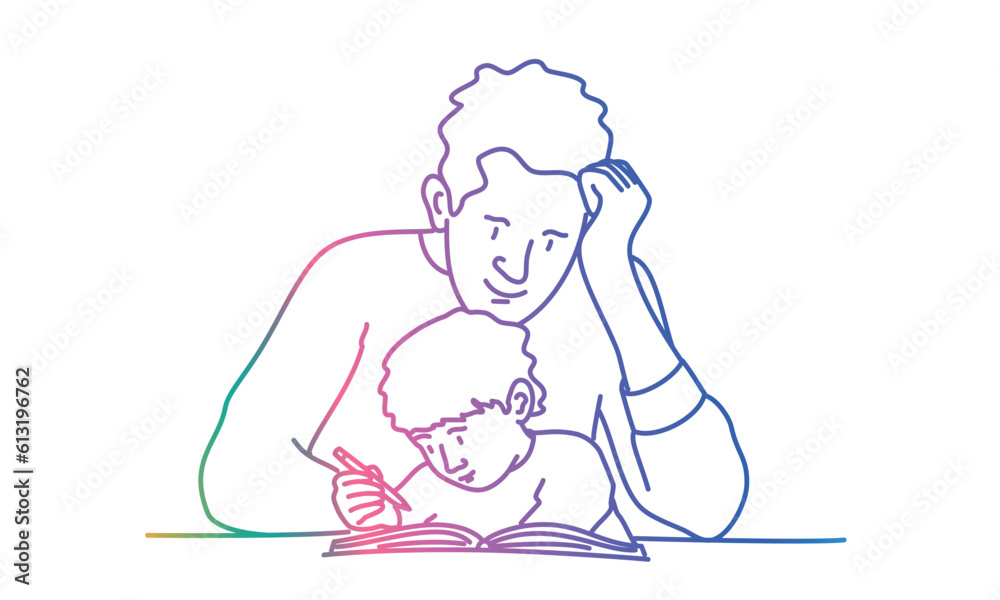 Homework with father. Homework with father.